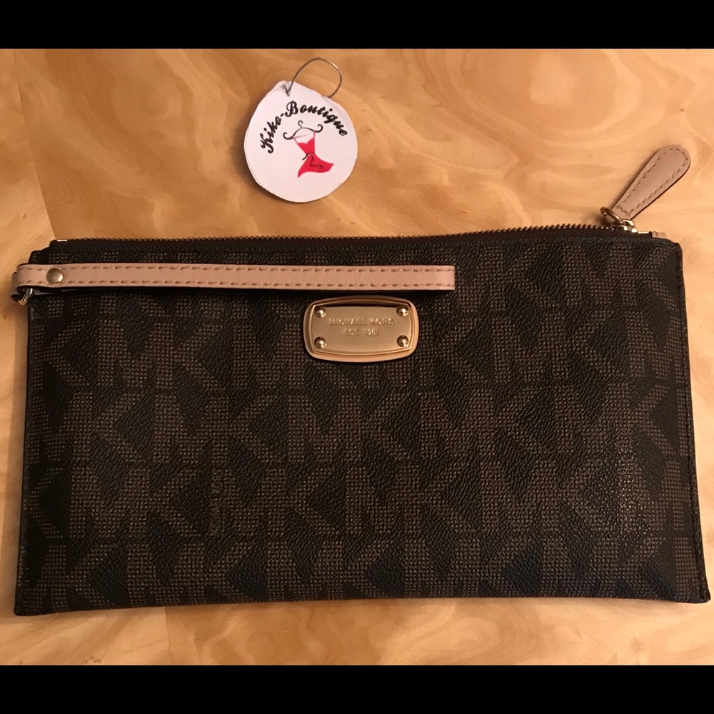 Michael Kors Logo Flat Clutch Wristlet Mini Bag - Picture 7 of 8